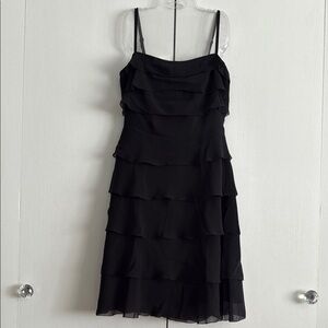BCBGMaxAzria 100% Silk Tiered A-Line Mini Cocktail Dress Spaghetti Strap Sz2 NWT